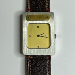 Hermès Tank Two-toned Watch with Leather Band